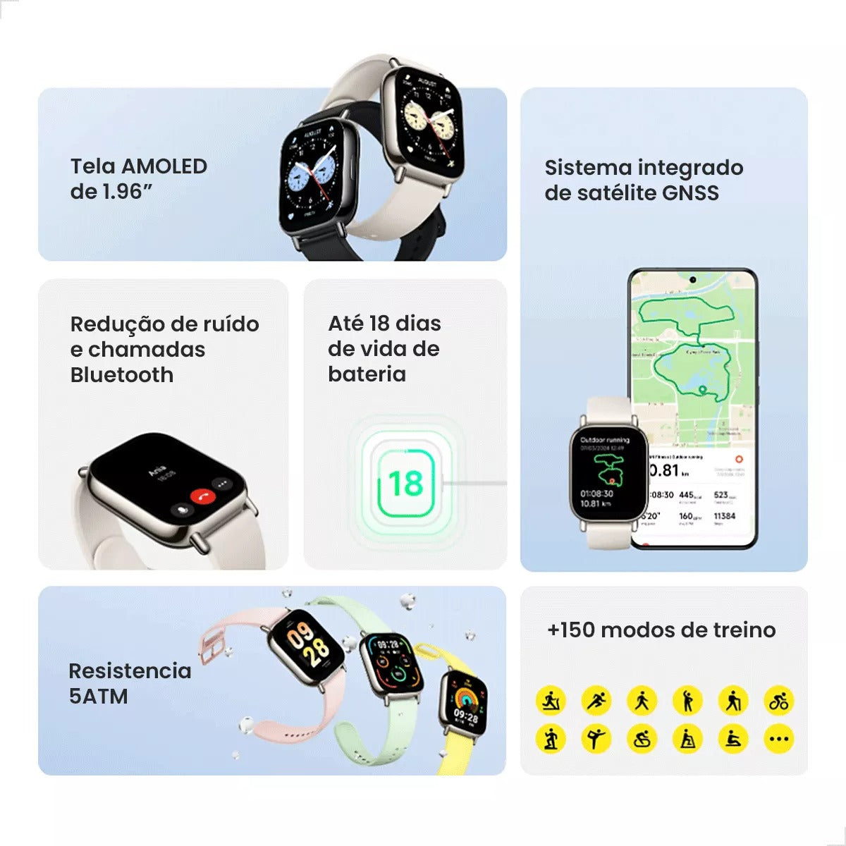 Smartwatch Redimi Watch 5 Lite AMOLED GPS à prova D'água.