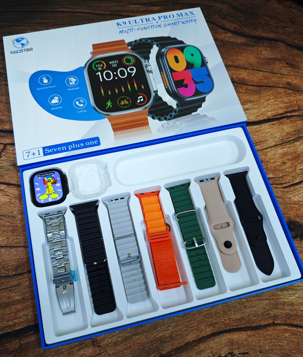 Smartwatch K9 ULTRA PRO MAX Série 9 7 Pulseiras